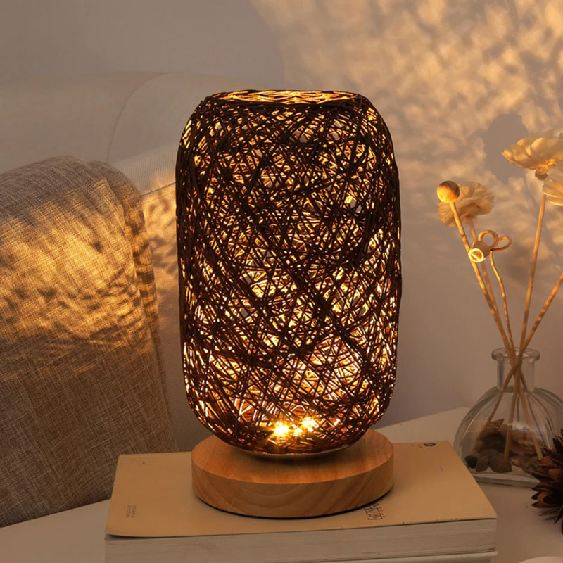luminaire rotin tressé