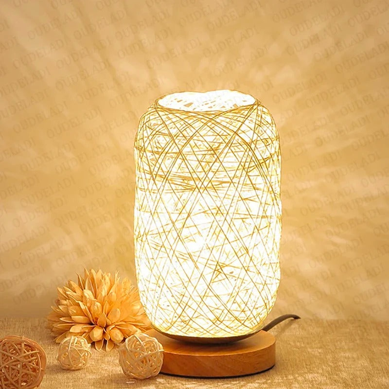 lampe artisanale bois et osier