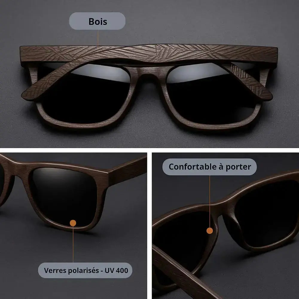 Vue des lunettes en bois UV