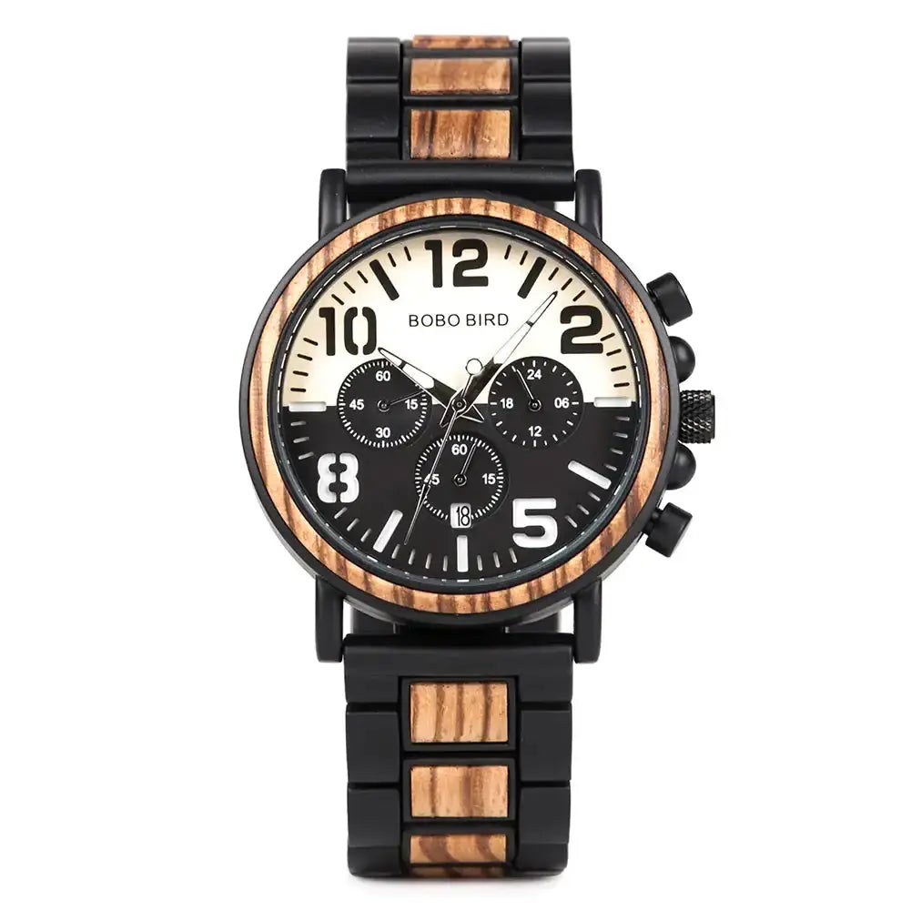 montre en bois chronographe