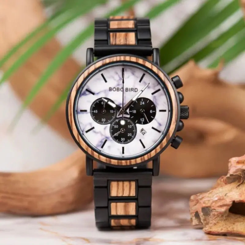 chronographe montre bois