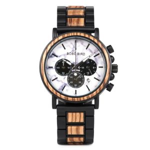 montre en bois chronographe