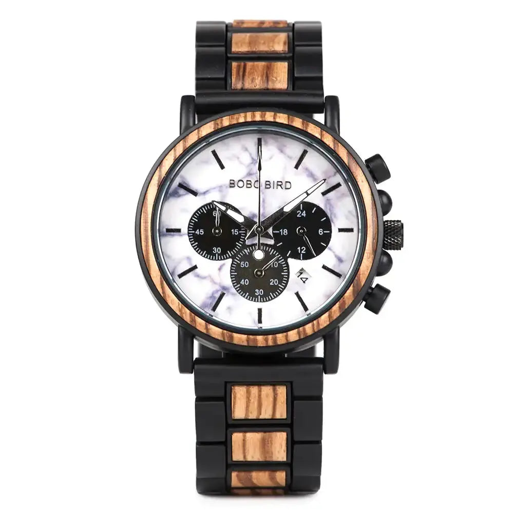 montre en bois chronographe