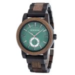 montre en bois à quartz corail