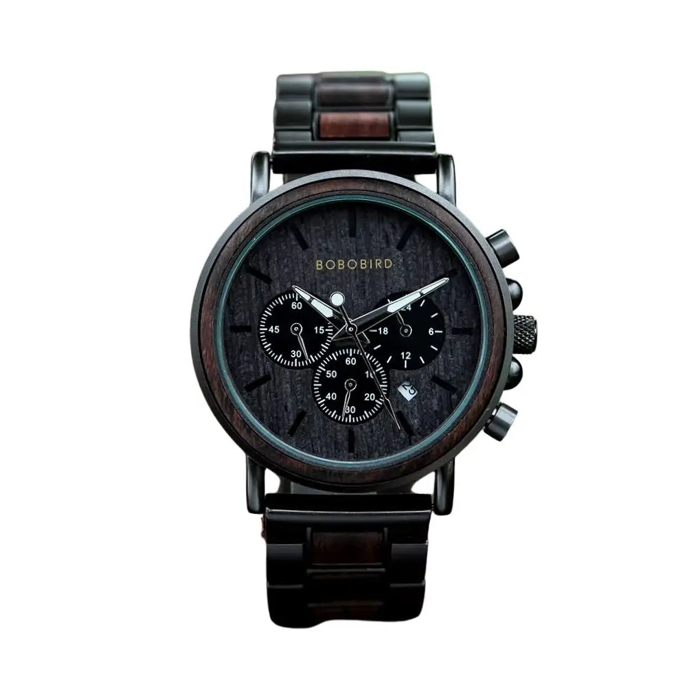 montre en bois chronographe