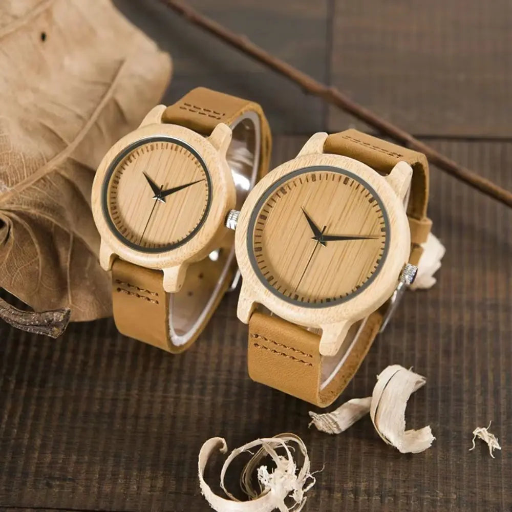 montre couple bambou design