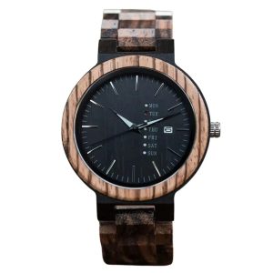 montre en bois à quartz