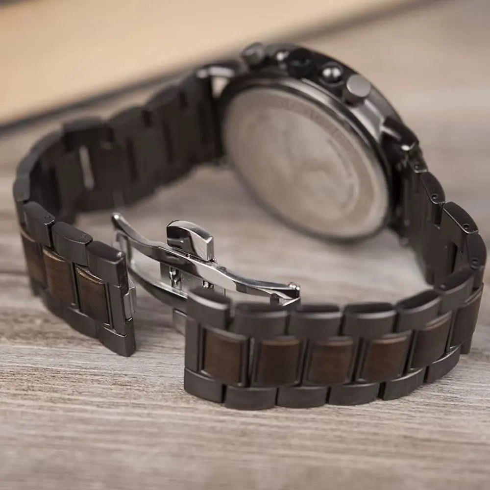 bois nature montre chronographe