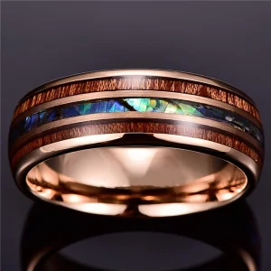 Bague bois malachite acier