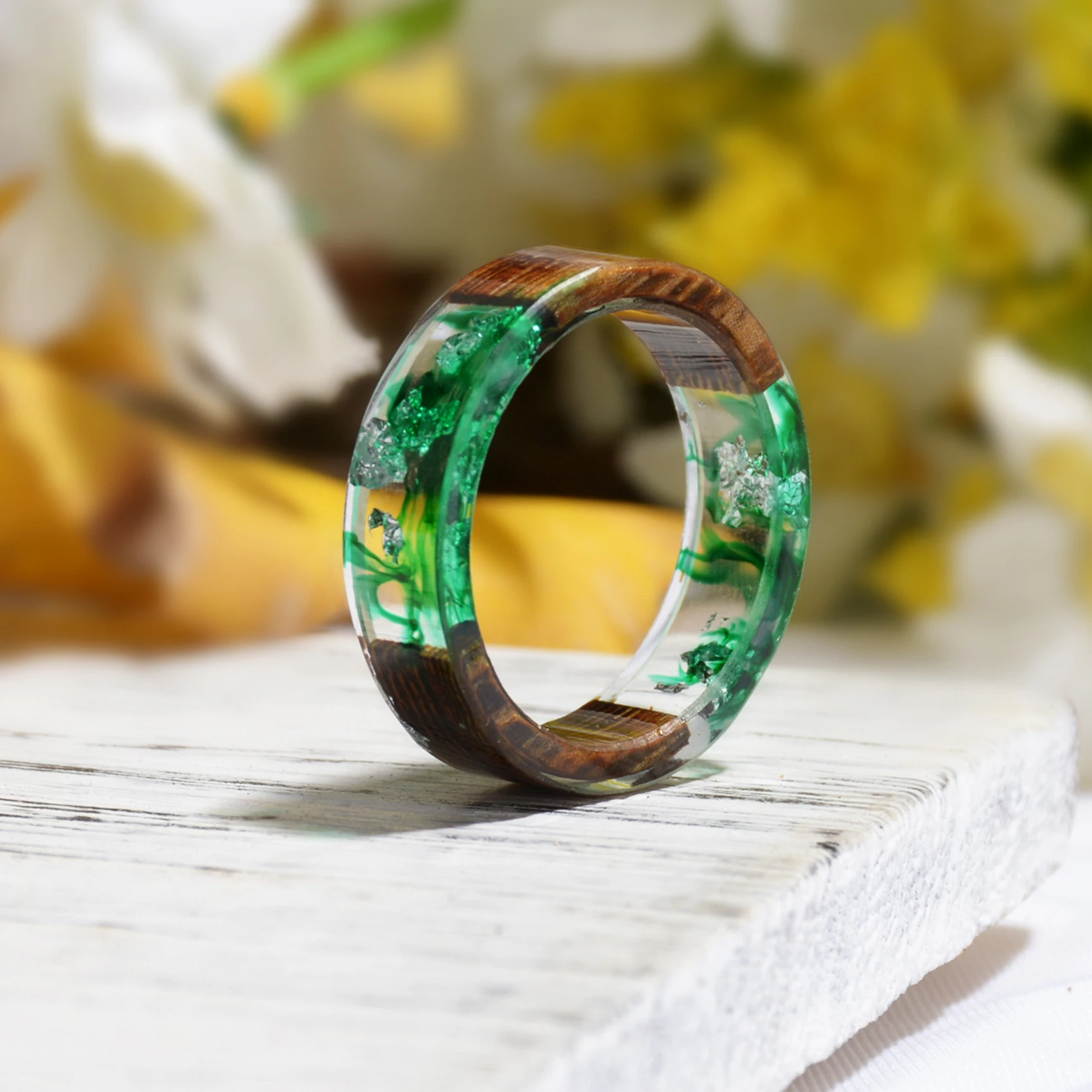 style nature avec bague bois et résine