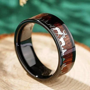 bague en acier effet bois