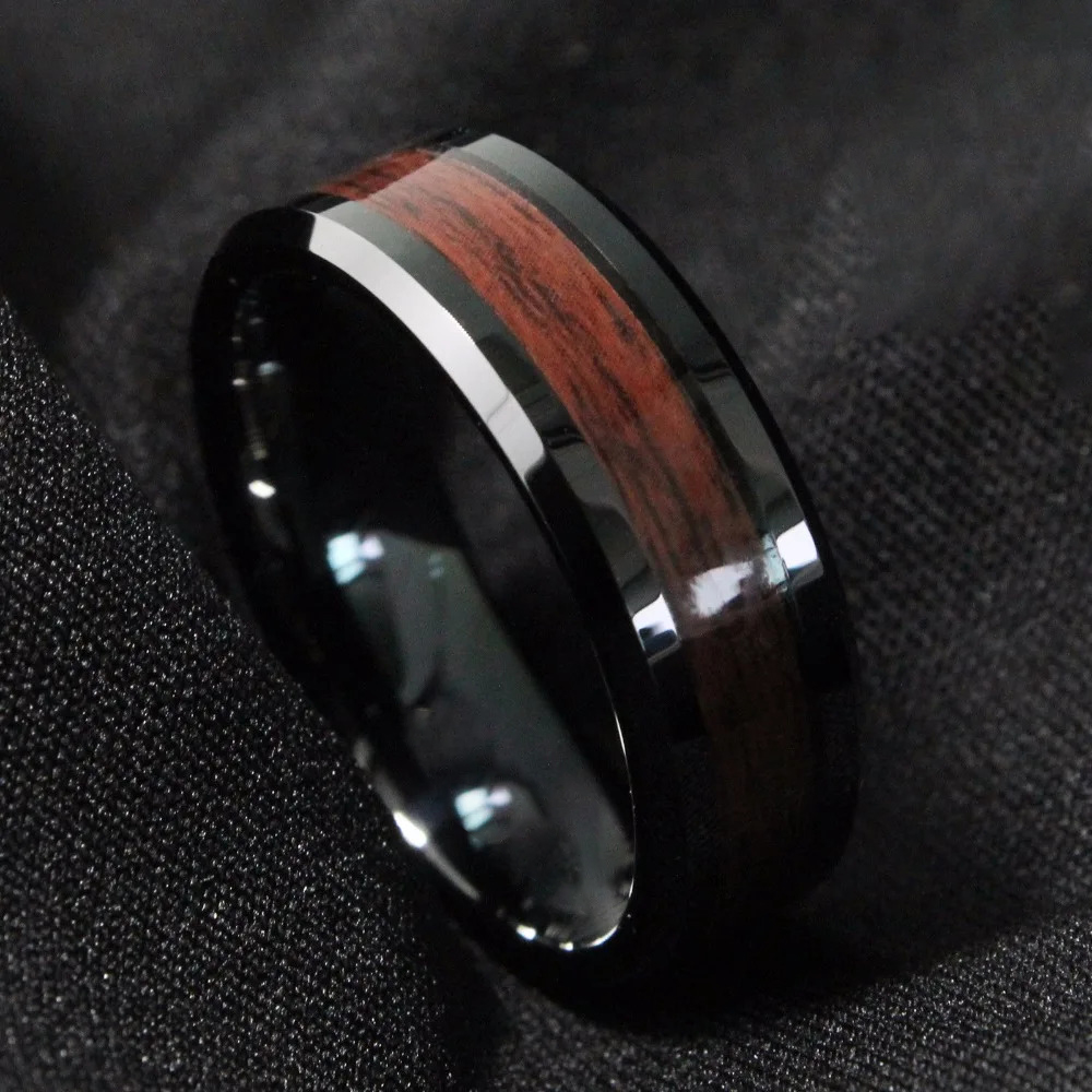 bague avec bois et carbone