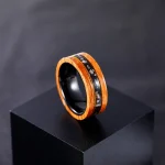bague en bois et pierre