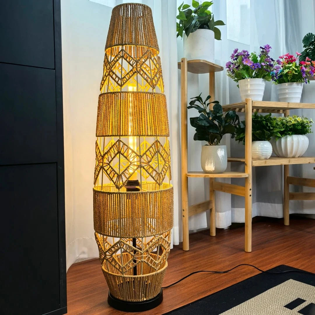 lampe en rotin dimmable