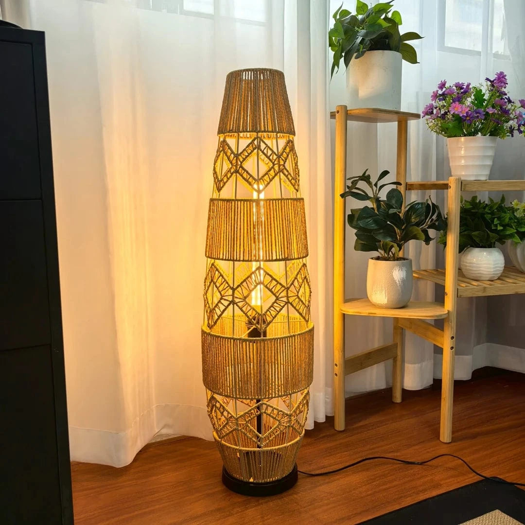 rotin lampadaire pieds