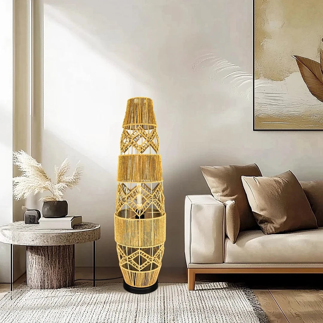 lampadaire sur pied rotin WOODY