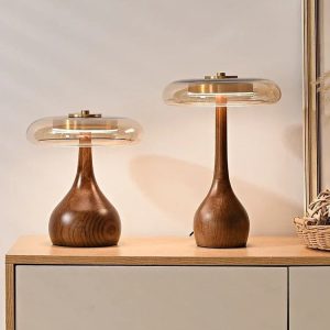 éclairage en bois naturel