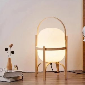 lampe pied en bois