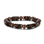 bracelet unisexe en bois et pierre naturelle