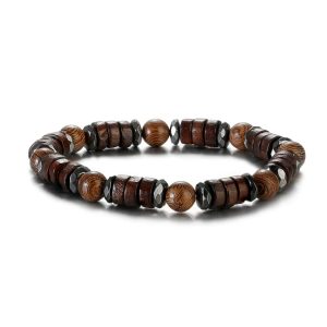 bracelet unisexe en bois et pierre naturelle