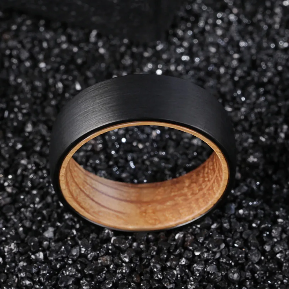 bague effet bois tungstène