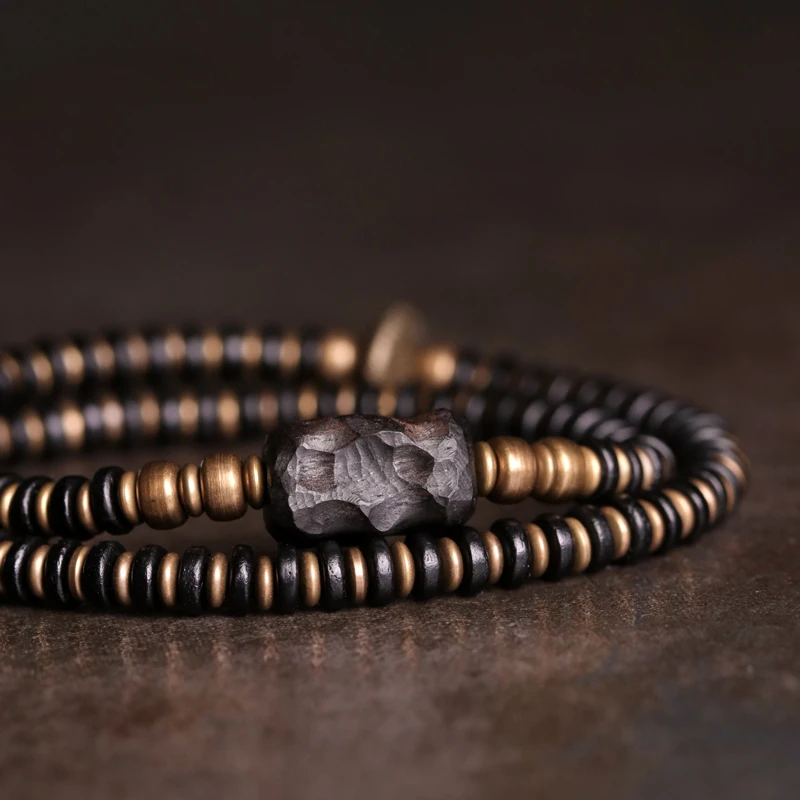 Bracelet Bois Naturel & Cuivre Vieilli – Image 3