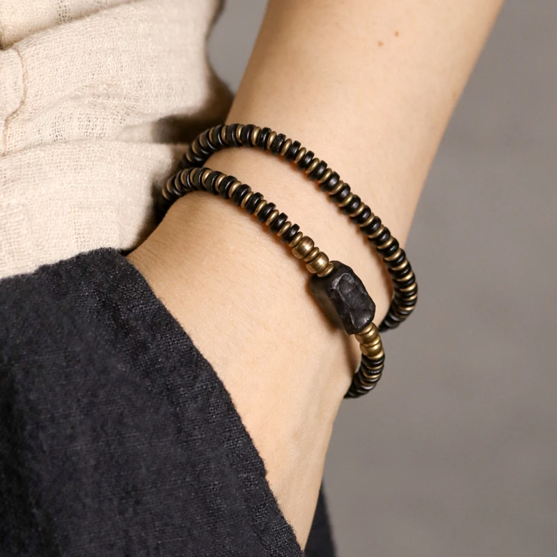 Bracelet Bois Naturel & Cuivre Vieilli – Image 4