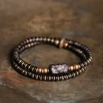 Bracelet Bois Naturel & Cuivre Vieilli