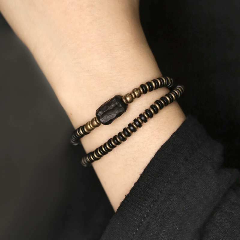 Bracelet Bois Naturel & Cuivre Vieilli – Image 2