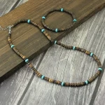 Parrure Bois Coco et Turquoise Bohème.