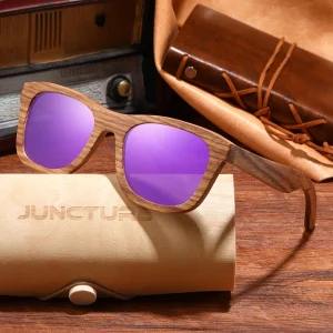 Lunette de Soleil Bambou UV400 Améthyste vue de face