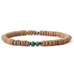 bracelet élégant en bois et pierre verte