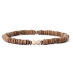 bracelet en quartz rose et bois