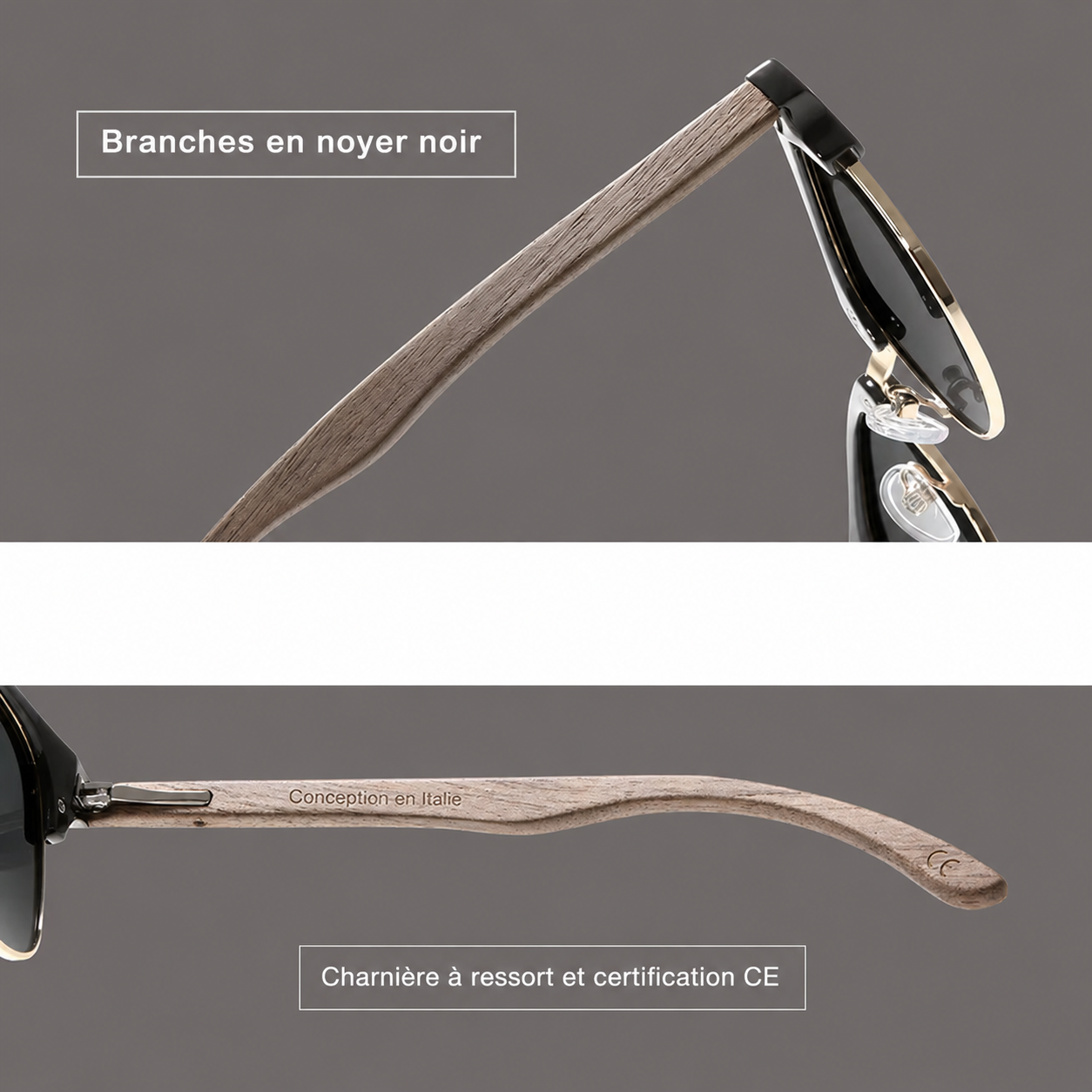 Lunettes femme style bois noyer