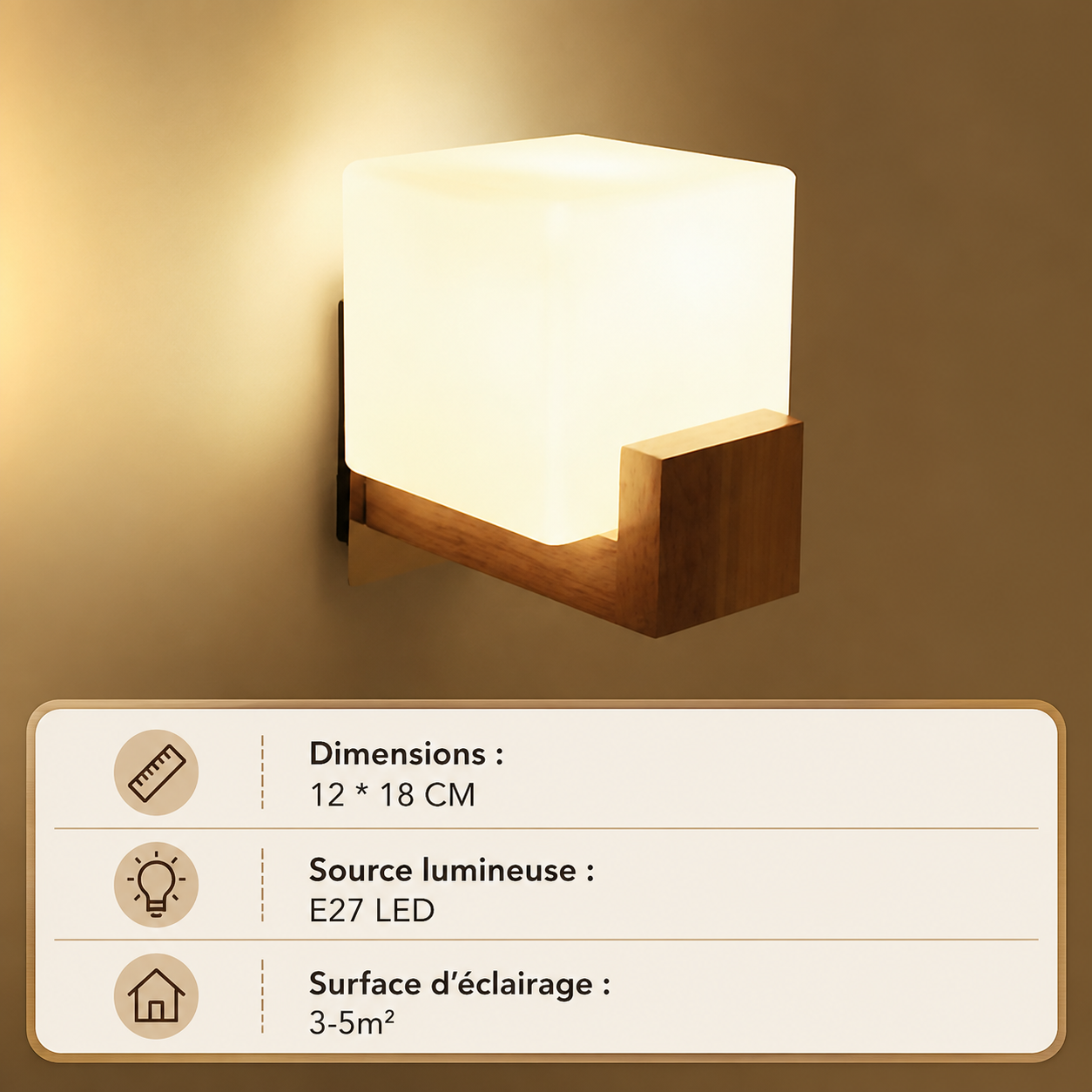 Applique Murale Nordique en Bois et Verre