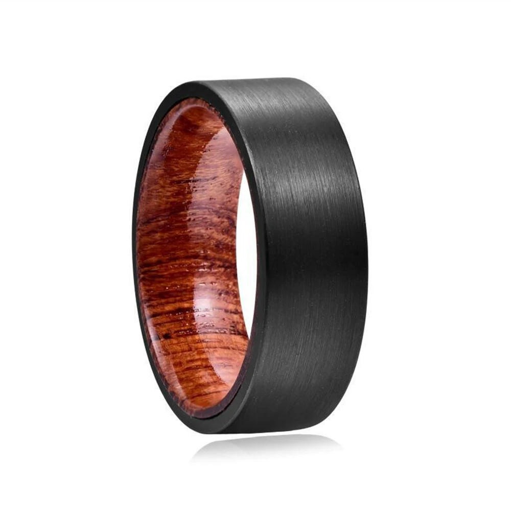 bague homme en tungstène noir brossé