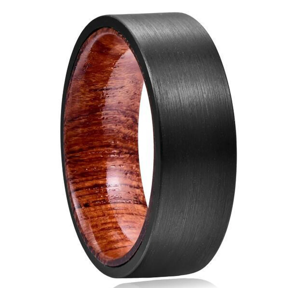 accessoire homme en tungstène et bois de Koa