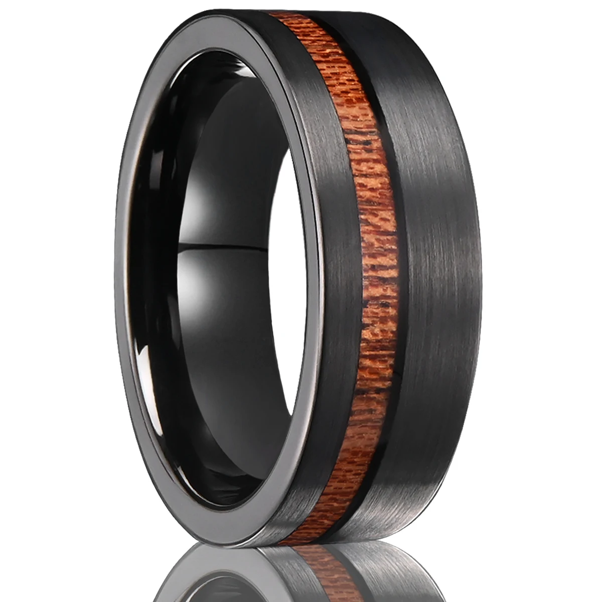 alliance homme en tungstène noir brossé