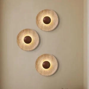 Applique murale ronde en pierre LED vue de face