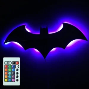 Applique murale chauve-souris LED en bois vue de face