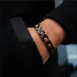 bracelet Bois et acier inoxydable élégant