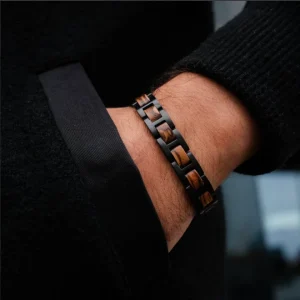 bracelet Bois et acier inoxydable élégant