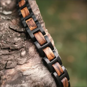 bracelet minimaliste en bois et métal