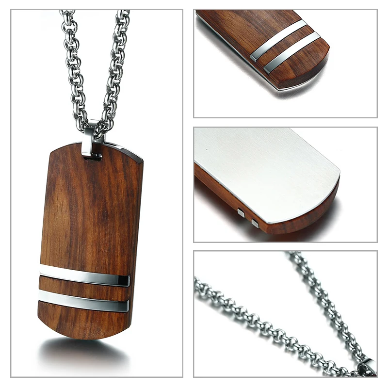 collier homme en bois de Rose style élégant