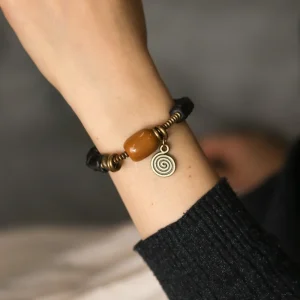 bracelet unisexe en bois et cuivre