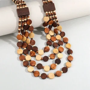 collier ethnique en bois féminin