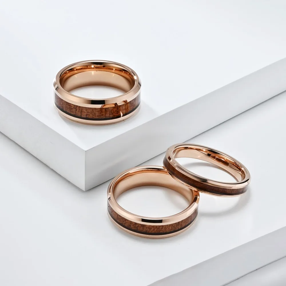 bague en tungstène et bois pour homme