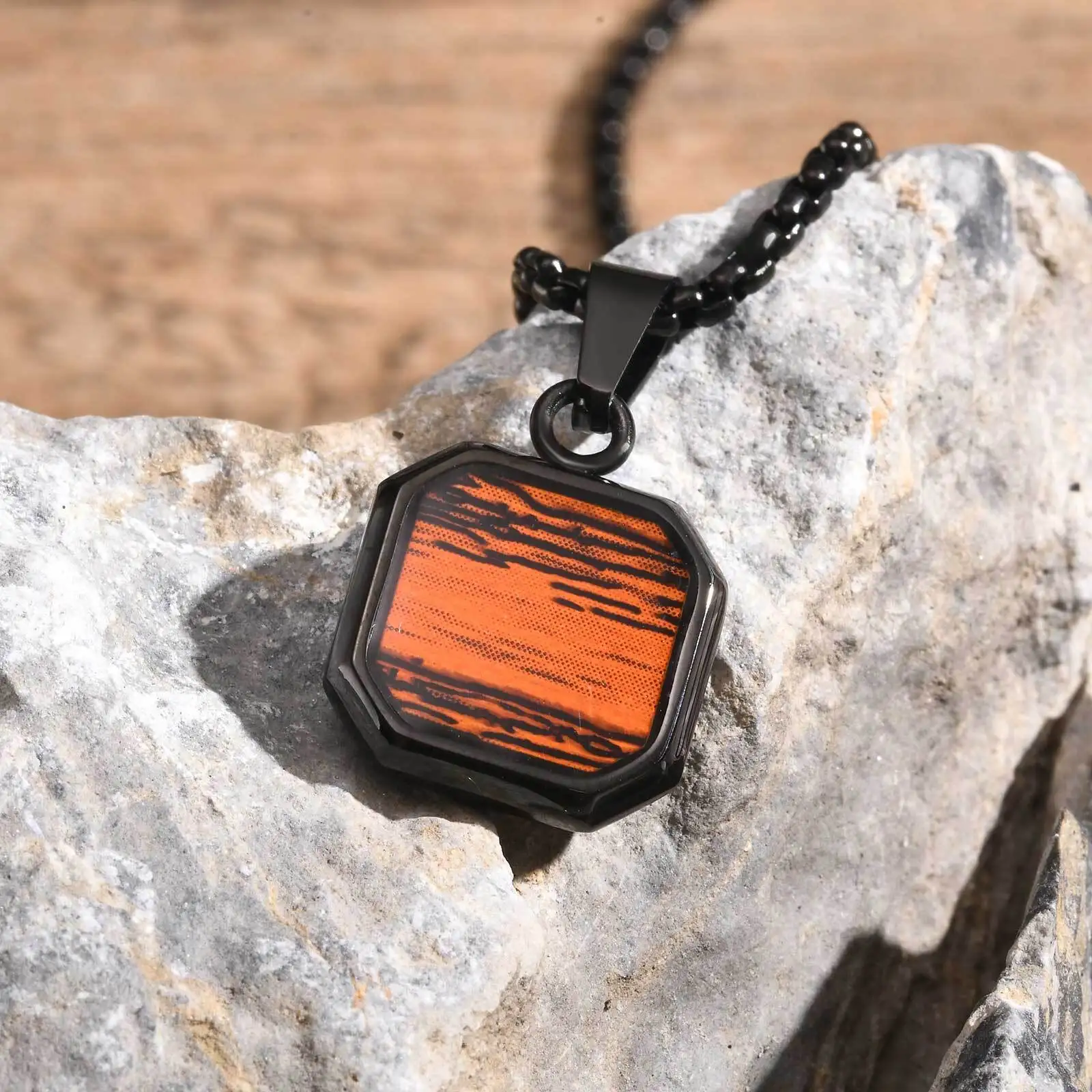 collier géométrique en bois passion bijoux