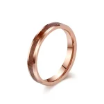 bague femme en tungstène rose doré et bois