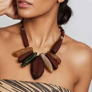 collier en bois femme